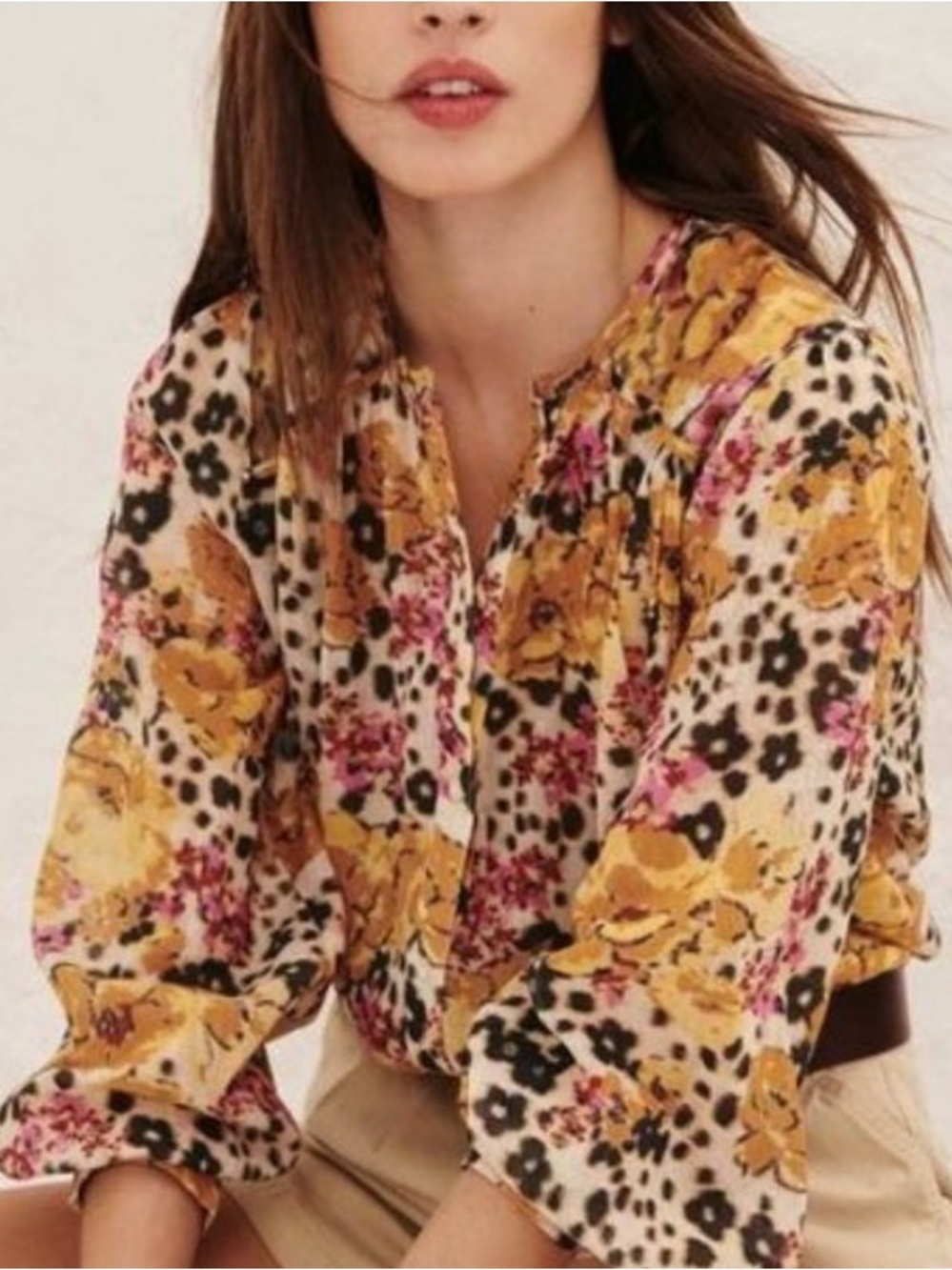 NWT! BA&SH Floral Cotton Blouse, Size Medium